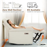 QicoFelix Wall Hugger Recliners for Small Spaces, Zero Wall Power Recliner on Clearance, Fabric RV Recliner, Home Theater Seating for Living Room w/USB Ports (Beige)