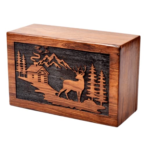 Tamanna Crafts Handmade Wooden Cremation Urn Box for Human Ashes /Pet Ashes /Burial Urn Box Rosewood,Pinewood,Beechwood Urn Box (Rosewood, Medium Tamanna Crafts