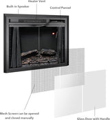 36 in. Electric Fireplace Inserts with Trim Kit, Multicolor Flames & Fire Crackling Sounds, Timer, Overheating Protection Fireplace Heater, 750/1500W Benrocks