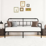 Goltriever Daybed-Metal-Twin-Bed-Frames - with Modern Headboard,Strong Mattress Foundation with Steel Slats Support,No Box Spring Needed,Black Goltriever