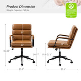 HULALA HOME Modern Faux Leather Home Office Chair with Tilt Lock & Metal Base, Desk Chair with Wheels & Padded Cushion, 360° Swivel Wide Seat Computer Task Chair, Camel HULALA HOME