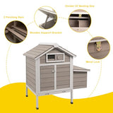 PetsCosset 32" Chicken Coop Wooden Hen House for 1-3 Chickens,Outdoor Poultry Cage with Pull Out Tray,Garden Backyard Chicken Coops Cages with Nesting Box，Chicken Houses Hen Cage with Ramp Run(Grey) PetsCosset