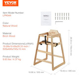 VEVOR Wooden Double Solid Wood Feeding, Eat & Grow Portable High, Easy to Clean Baby Booster Seat, Compact Toddler Chair, Natural VEVOR