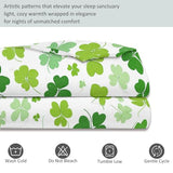 Aesthetic Duvet Cover Set Green - Single 3-Piece Double-Sided Printed Bedding with Minimalist Clover Modern Design, Ultra-Soft Microfiber Quilt Cover with Zipper for a Calm Generic