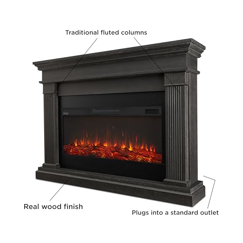 Real Flame Beau 59" Landscape Electric Fireplace with Mantel for Living Room or Bedroom, Replaceable Fireplace Insert Heater, Realistic Log and Flame Effect, Remote Control, Timer Real Flame