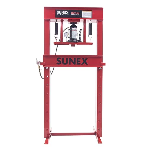 SUNEX TOOLS 5720AH Fully-Welded Air/Hydraulic Shop Press, 20 Tons - WoodArtSupply