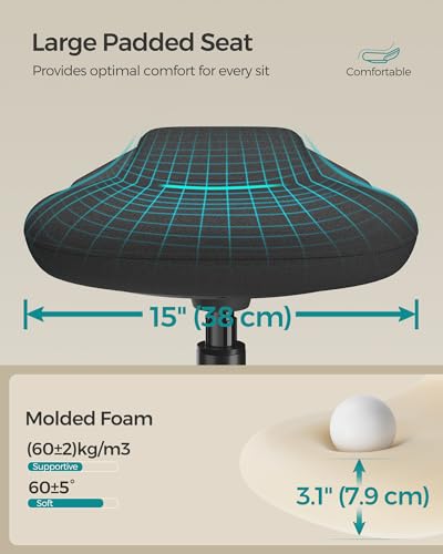 SONGMICS Ergonomic Wobble Stool, Height Adjustable Standing Desk Stool 23.6-33.3 Inches, Swivel Balance Chair with Non-Slip Base, Standing Chair, for Active Sitting, Office, Home, Ink Black UOSC02BK SONGMICS