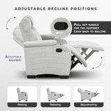 Lexicon Wall Hugger Manual Reclining Chair, Microfiber Manual Recliner with Cup Holders/Hidden Arm Storage/LED Base Lighting, Home Theater Seating for Living Room, Light Gray