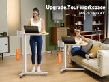 KINGSMITH Rolling Desk Adjustable Height with Drawer and Wheels, Portable Small Standing Desk Pneumatic for Home Office, Mobile Computer Laptop Desk Cart, Medical Sofa Overbed Table, Oak KINGSMITH