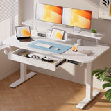 COMHOMA Electric Standing Desk with Drawers, 48 x 24'' Sit Stand up Desk with Monitor Stand, Laptop Stand, Height Adjustable Ergonomic Home Office Computer Desk with Memory Preset Controller COMHOMA