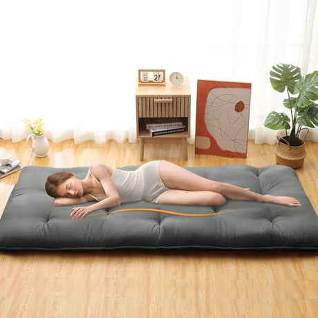 Japanese Floor Futon Mattress Twin Size 80"x39", Thicken Foldable Lazy Floor Bed for Adults, Roll Up Lounger Tatami Sleeping Mat, Water Resistant Futon Tatami Mattresses for Home, Camping, Travel Takywep