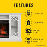 duraflame® Electric Fireplace Farmhouse Media Console for 65 Inch TVs with Glass Doors, Bright White Duraflame