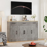 Shintenchi Buffet Cabinet with Storage,53.4" Large Kitchen Storage Cabinet with 3 Drawers and 4 Doors,Wood Farmhouse Buffet Sideboard with Adjustable Shelf for Kitchen Living Room, Gray Shintenchi