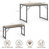 Bealife Dining Table Set for 4 with Metal Frame and MDF Board, Space Saving Kitchen Table with 2 Benches, Kitchen Table Set for Apartment, Dining Room, Breakfast Nook, Grey Bealife