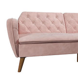 Novogratz Tallulah Memory Foam Futon, Convertible Couch, Pink Velvet Novogratz