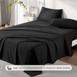 ROSE&RISY Black Full Sheet Set, 4 Pieces Soft Bedding Queen Sheet Set, Breathable and Cooling,Includes 1 Fitted, 1 Flat, 2 Pillow Cases - Deep Pocket (Black, Full) ROSE&RISY