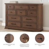 Signature Design by Ashley Taffenbrook Farmhouse 10-Drawer Bedroom Dresser with Felt-Lined Top Drawer for Jewelry and Delicates, Easy Glide Drawers, Picture Frame Moulding, Black Handles, Dark Brown Signature Design by Ashley