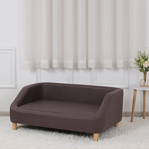 Dog Bed/Pet Sofa Bed Technology Cloth Medium-Large Pet Sleeping Couch High Wood Leg Animal Bed Sofa (Brown) AFBKSS&BB