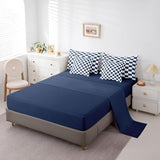 Erosebridal White Blue Plaid Full Comforter Set with Sheets 7 Piece Navy Blue Checkerboard Bedding Set for Kids Boys Teen,Checkered Grid Bed in A Bag Modern Aesthetic Geometric Bed Set Erosebridal