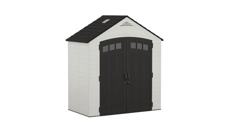 Suncast Vista 7' x 4' Outdoor Storage Shed with Pad-Lockable Double Doors and IllumiVent System, All-Weather Shed for Yard Storage, Brown, Made in The USA Suncast