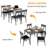 VECELO Dining Table Set for 4, Kitchen Table Set with 4 Chairs for Small Space, Space-Saving and Modern Design, Apartment, Easy to Assemble, Retro Brown VECELO