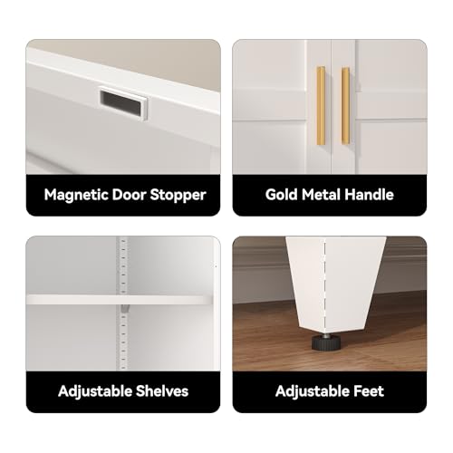 COFaR 71" Metal Pantry Cabinet with 5 Adjustable Shelves, White Storage Cabinet with Doors, Sturdy Freestanding Cupboard for Kitchen Organization, Living Room & Bathroom COFaR