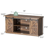 YESHOMY TV Stand for Televisions up to 65 Inchs, with Sliding Barn Doors and Storage Cabinets, Console Table and Media Furniture for Living Room, 58 Inch, Barnwood YESHOMY