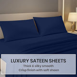 Kotton Culture 4 Pc Full Sheet Set - 1000 Thread Count 100% Egyptian Cotton Premium Hotel Luxury Bedding - Sateen Weave Soft Cooling Durable Bedsheet - 16" Deep Pocket Sheets - Navy Blue Kotton Culture