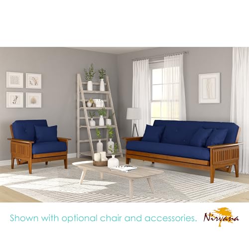 Nirvana Futons Eastridge Futon Set - Queen Size, Frame, 8" Mattress, Twill Royal Blue Cover Nirvana Futons