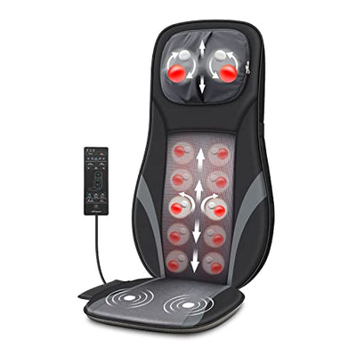 Snailax Shiatsu Back Massager with Heat -Deep Kneading Massage Chair Pad with Adjustable Intensity, Shiatsu Chair Massager to Relax Full Body Muscle，Gift for Mother
