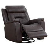 KISLOT Leather Recliner Chair, 360° Swivel Rocker for Adults Manual Rocking Reclining Chair with Adjustable Backrest Footrest for Living Room Bedroom Home Theater Seating