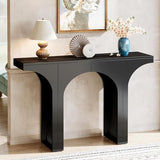 Tribesigns 47 Inches Console Table, Black Entryway Table, Modern Hallway Table, Sofa Table with Arch Base, Unique Foyer Table, Behind Couch Table, Wooden Long Accent Table for Living Room, Entrance Tribesigns