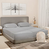 Good Sleep Bedding Split King Sheets Set, 100% Egyptian Cotton, Luxury Sateen Sheets, 5 Piece, 2 Fitted - 16" Deep Pocket, Light Gray Good Sleep Bedding