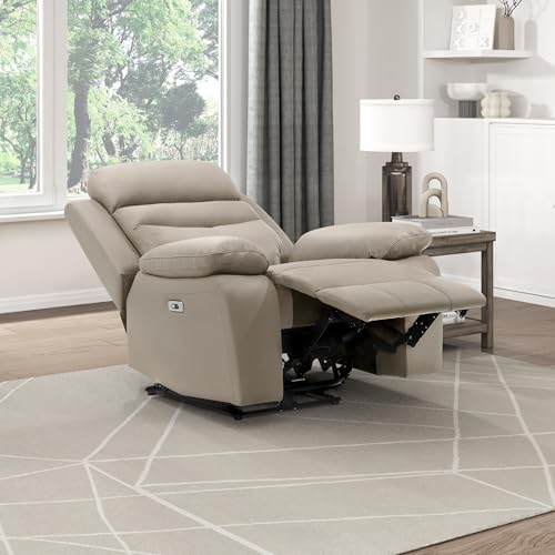 Lexicon Recliner Chair Living Room Leather Match Reclining Sofa Chair, Home Theater Seating, Wall Hugger Recliner, Power Recliner Sofa Chair for Living Room/Office/Apartment, Latte