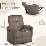 Chizzyseat Nursery Rocking Chairs Comfy High Back 360 Swivel Rocker Recliner with 2 Pillows Glider Recliner Nursery Chair for Adults Small Spaces Nursing Bedroom Living Room Brown