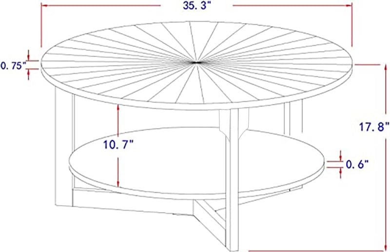 DS-HOMEPORT Wood Round Coffee Table for Living Room, 2 Tier Circle Rustic Coffee Table with Storage, Coffee Table for Apartment, Easy Assembly (Light Brown,35" Dx35 Wx18 H) - WoodArtSupply