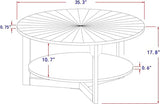 DS-HOMEPORT Wood Round Coffee Table for Living Room, 2 Tier Circle Coffee Table with Storage, Rustic Natural Coffee Table for Apartment, Easy Assembly (Espresso,35" Dx35 Wx18 H) DS-HOMEPORT