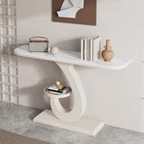 Contemporary Accent Table, Modern Entryway Table with Sintered Stone Top, Decorative Hallway Console Tables with Wrought Iron Frame, Double-Layer Storage, for Living Room(White,59in) HDZNDH