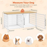 MAHANCRIS Dog Crate Furniture for 2 Dogs, 43.3" Dog Kennel with Removable Divider, Heavy Sturdy Dog Furniture Style Double Cage for Small Medium Dogs, Indoor Pet House End Table, Natural and White MAHANCRIS