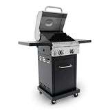 Megamaster 2-Burner Propane Barbecue Gas Grill with Foldable Side Tables, Perfect for Camping, Outdoor Cooking, Patio, Garden Barbecue Grill, 28000 BTUs, Silver and Black, 720-0864MA Megamaster