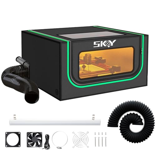 Lutyr Skpuphy Integrated Laser Engraver Enclosure with LED Light, Ventilation Kit, Fits for Most Laser Cutter, Insulates Against Smoke, Odor and Noise, Eye Protection 720 * 720 * 400MM Lutyr