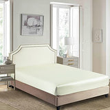 Fitted Sheet Olympic Queen Ivory - Satin Silk Soft and Comfortable - Wrinkle, Fade, Stain Resistant - 21" Deep Pocket - 1 Single Fitted Bottom Sheet Only - Easy Care (Olympic Queen, Ivory) Good Night Bedding