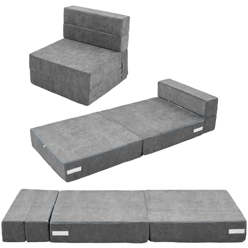 NAIZEA Kids Folding Sofa Bed- Floor Mattress for Kids, Fold Up Sofa Futon Beds, Child Foldable Mattress Floor Bed Folding Couch Trifold Mattresses for Playroom NAIZEA