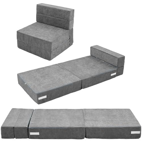 NAIZEA Kids Folding Sofa Bed- Floor Mattress for Kids, Fold Up Sofa Futon Beds, Child Foldable Mattress Floor Bed Folding Couch Trifold Mattresses for Playroom NAIZEA