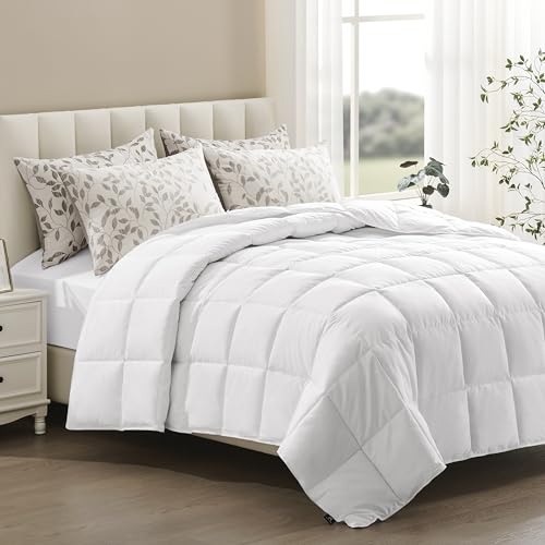 ACCURATEX Lightweight Duvet Insert Queen Size - Summer Bedding Comforter - 250GSM Filled Thin Duvet - Soft & Breathable, Quilted Comforters with 8 Tabs,White,Queen/Full 90x90 Inches ACCURATEX