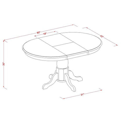 East West Furniture POML5-SBR-W 5 Piece Modern Set Includes an Oval Wooden Table with Butterfly Leaf and 4 Dining Room Chairs, 42x60 Inch - WoodArtSupply