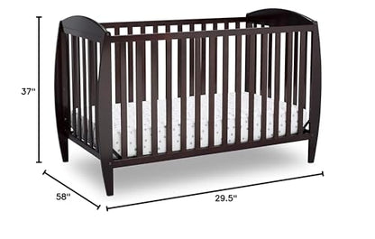 Delta Children Taylor 4-in-1 Convertible Baby Crib, Easy to Assemble, Sustainable New Zealand Wood, JPMA Certified, Dark Chocolate