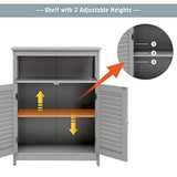 Tangkula Grey Freestanding Bathroom Storage Cabinet with Double Shutter Doors and Adjustable Shelf Tangkula