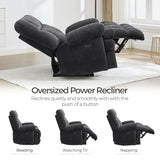Oversized Power Zero Gravity Recliner Chairs for Adults, Electric Reclining 0 Gravity Chair for Big Man,Soft Fabric Overstuffed Single Recliners with USB Charger Port for Living Room, Grey