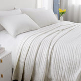 Max Oversized California King Quilt Set – 112"x106"Soft Washed Lightweight Bedspread,Multi-Lock Quilting,Minimalist Nordic Bedding, Spring & Summer Quilt Set (1 Quilt + 2 Pillow Shams), Cream White DAWNDIOR